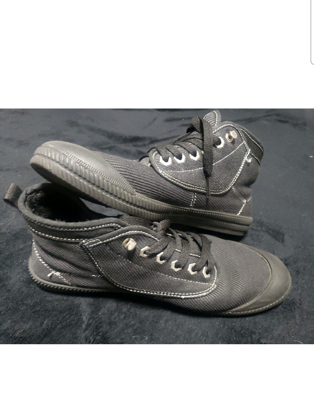 Men's 7 Volley Black High-Top Canvas Sneakers Shoes Boot Lace Up Womens 9